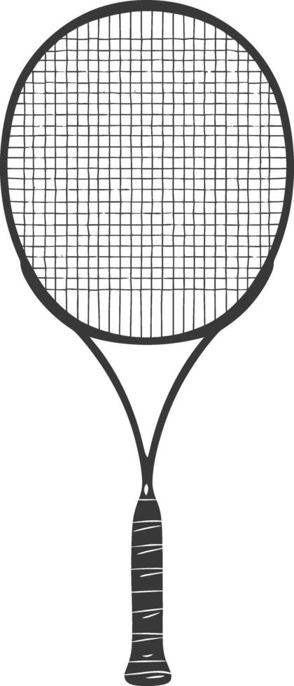 AI generated silhouette tennis outdoor racket black color only vector