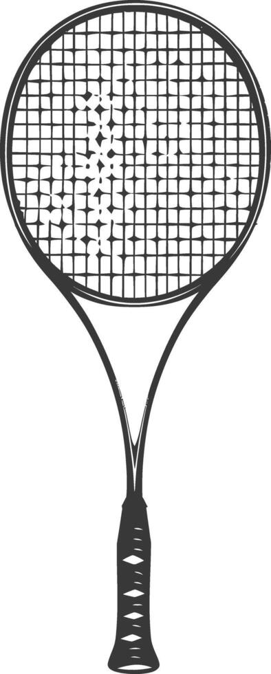 AI generated silhouette tennis outdoor racket black color only vector