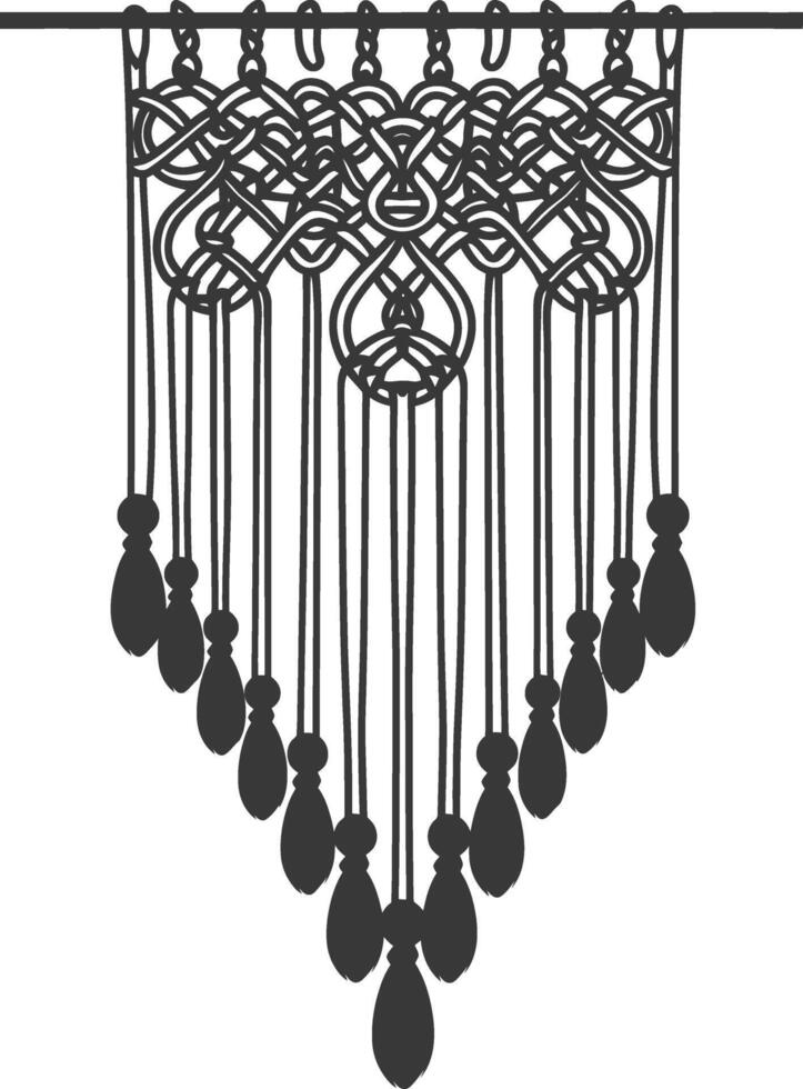 AI generated Silhouette Scandinavian Unique macrame black color only vector