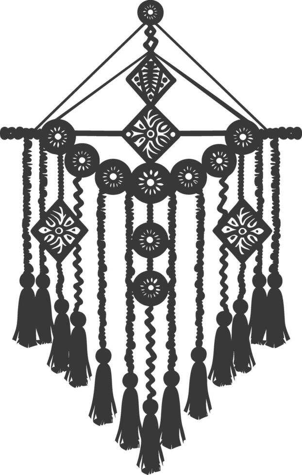 AI generated Silhouette Scandinavian Unique macrame black color only vector