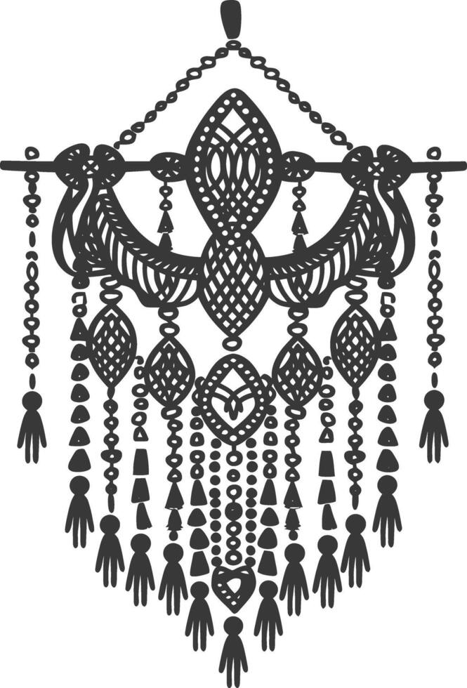 AI generated Silhouette Scandinavian Unique macrame black color only vector