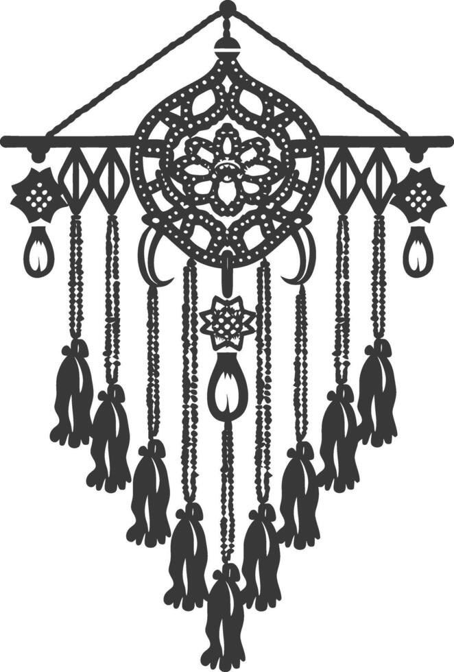 AI generated Silhouette Scandinavian Unique macrame black color only vector