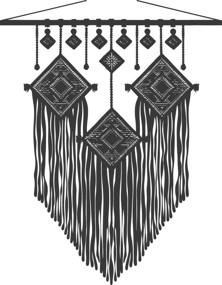 AI generated Silhouette Scandinavian Unique macrame black color only vector