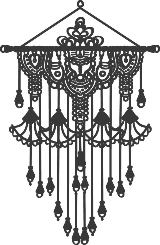 AI generated Silhouette Scandinavian Unique macrame black color only vector