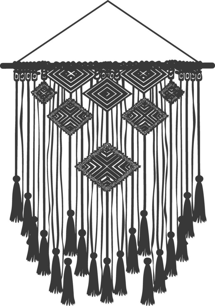 AI generated Silhouette Scandinavian Unique macrame black color only vector