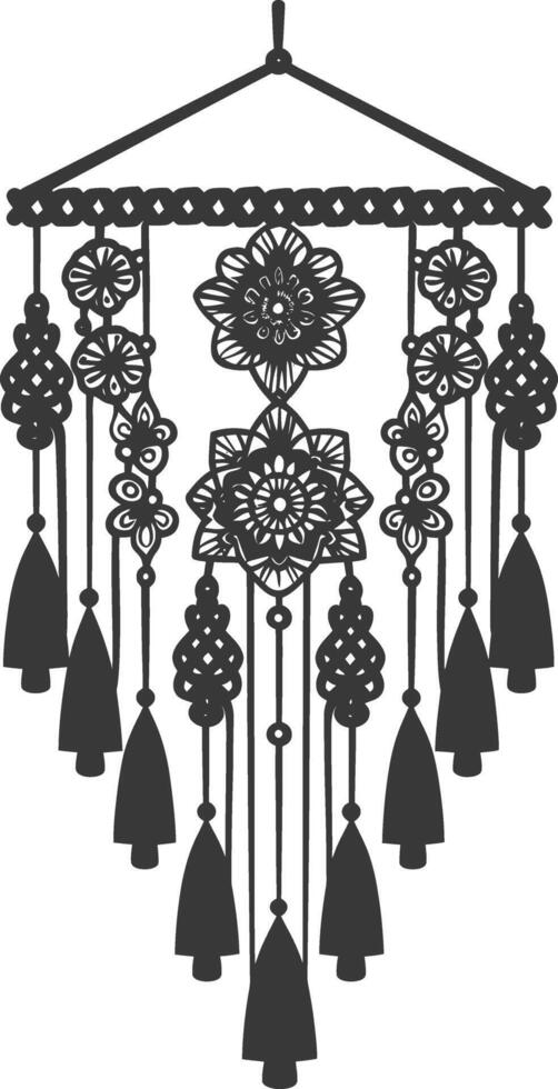 AI generated Silhouette Scandinavian Unique macrame black color only vector