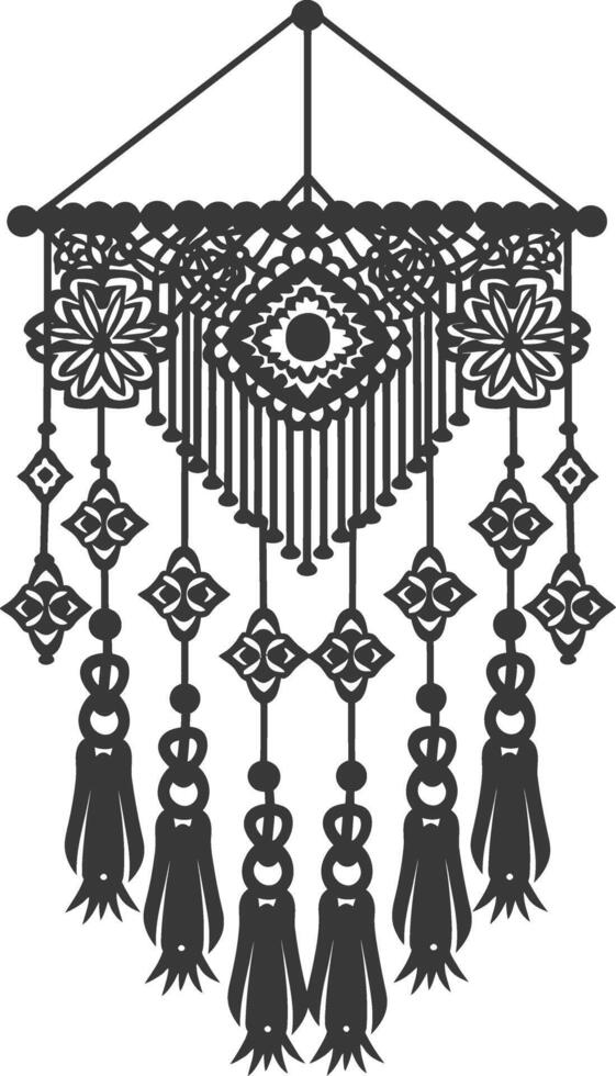 AI generated Silhouette Scandinavian Unique macrame black color only vector