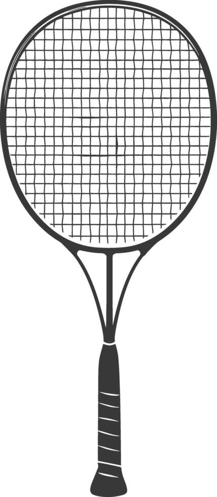 AI generated silhouette tennis outdoor racket black color only vector