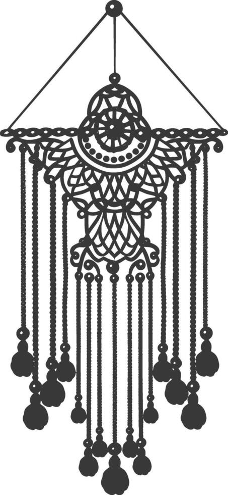 AI generated Silhouette Scandinavian Unique macrame black color only vector