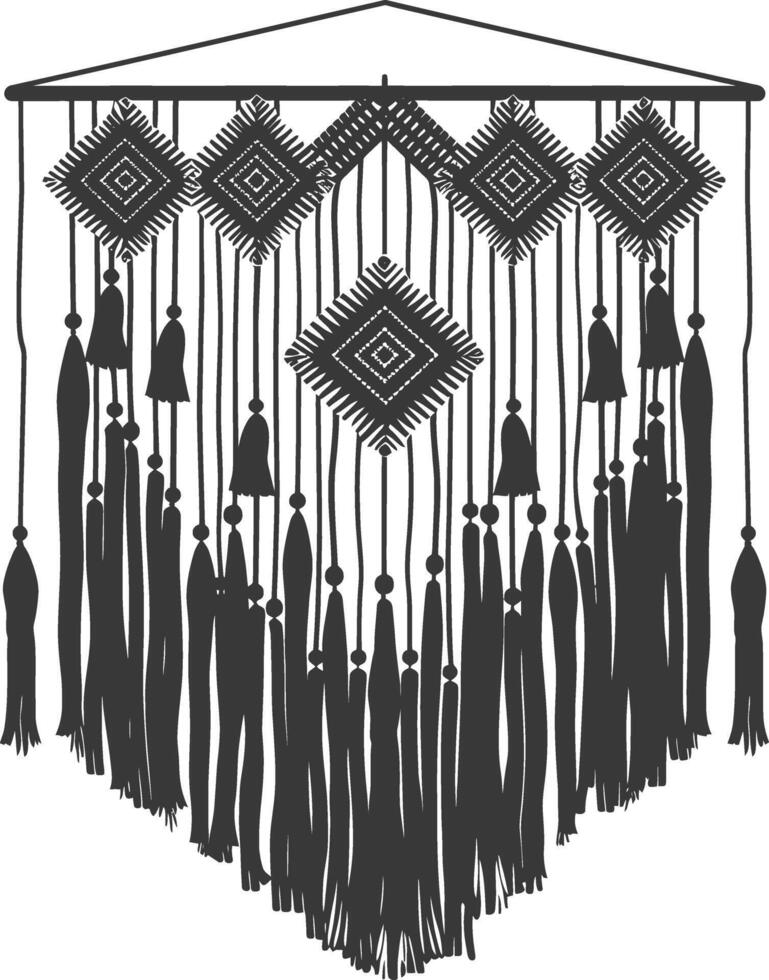 AI generated Silhouette Scandinavian Unique macrame black color only vector