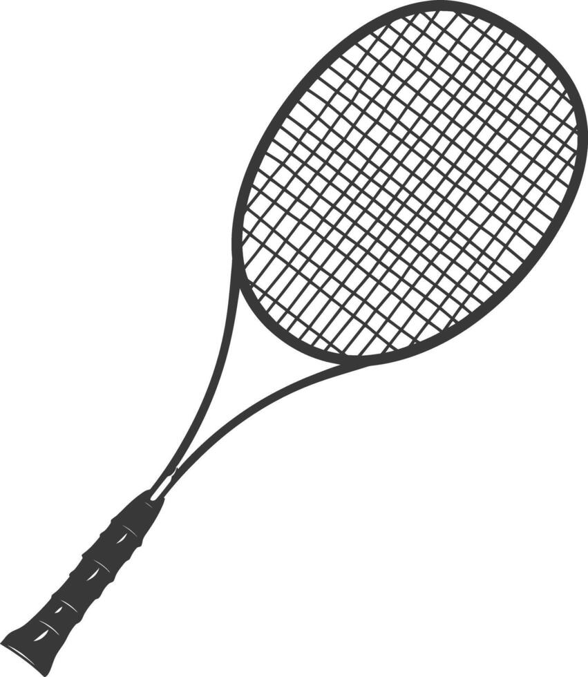 AI generated silhouette tennis outdoor racket black color only vector