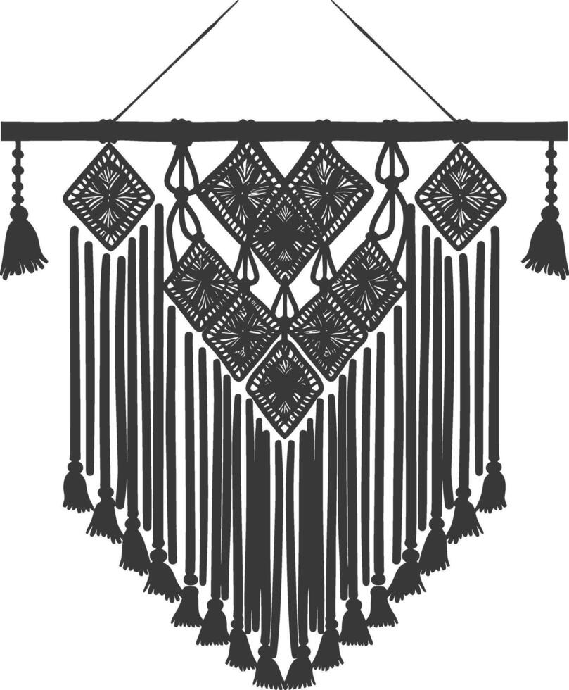 AI generated Silhouette Scandinavian Unique macrame black color only vector