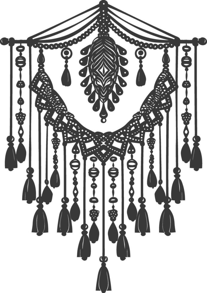 AI generated Silhouette Scandinavian Unique macrame black color only vector