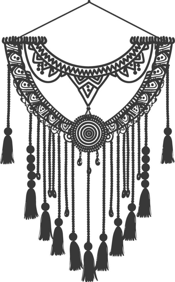 AI generated Silhouette Scandinavian Unique macrame black color only vector