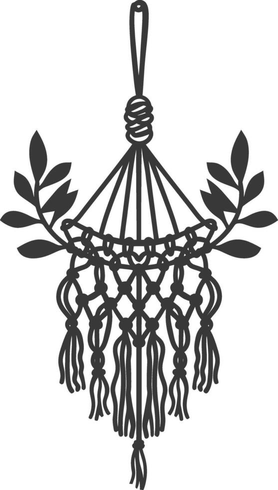 AI generated Silhouette Scandinavian Unique macrame black color only vector