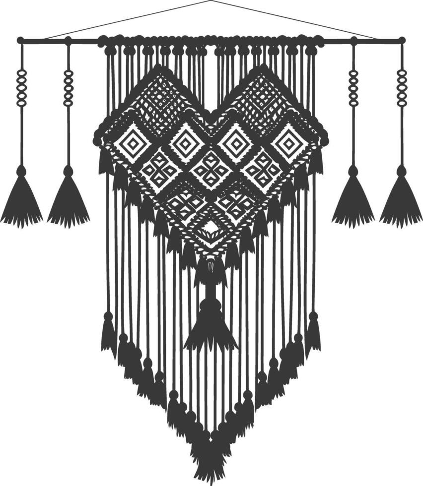 AI generated Silhouette Scandinavian Unique macrame black color only vector