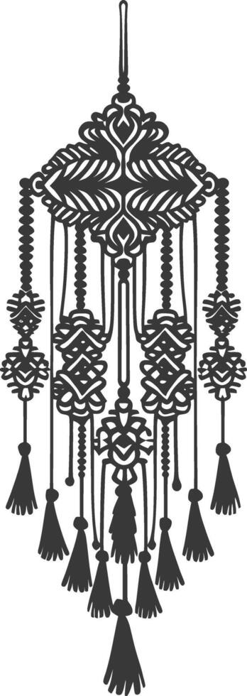 AI generated Silhouette Scandinavian Unique macrame black color only vector