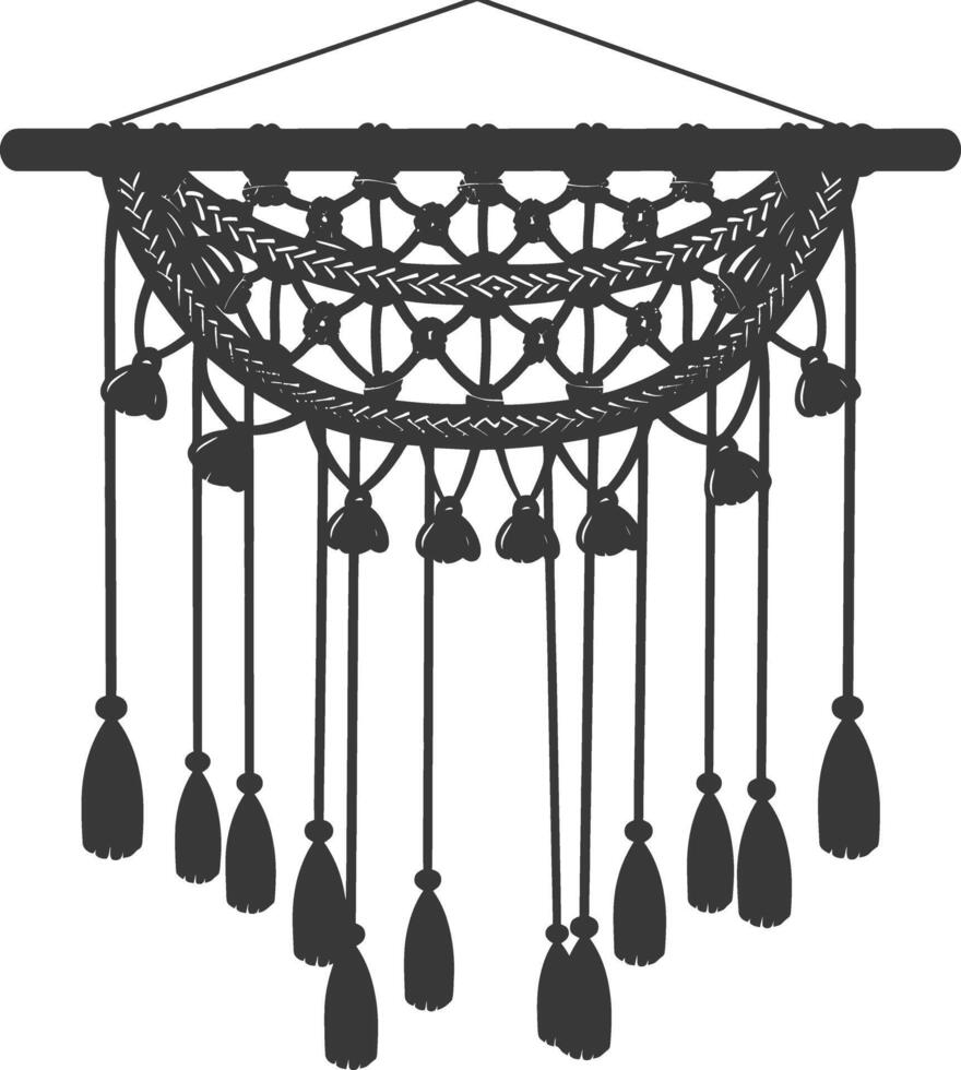 AI generated Silhouette Scandinavian Unique macrame black color only vector