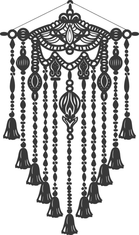 AI generated Silhouette Scandinavian Unique macrame black color only vector