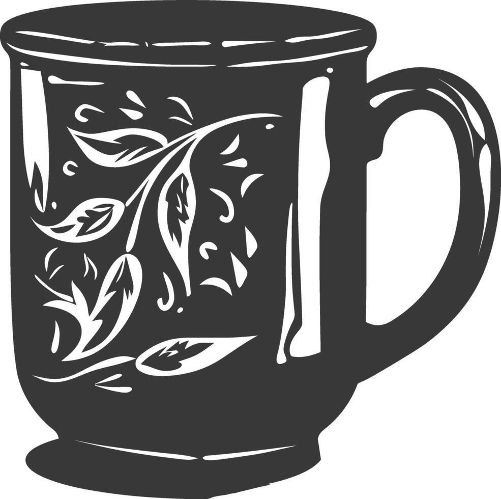 AI generated Silhouette Scandinavian Unique Mug black color only vector