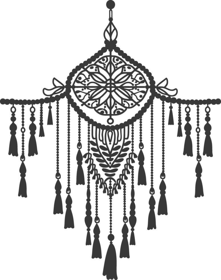 AI generated Silhouette Scandinavian Unique macrame black color only vector
