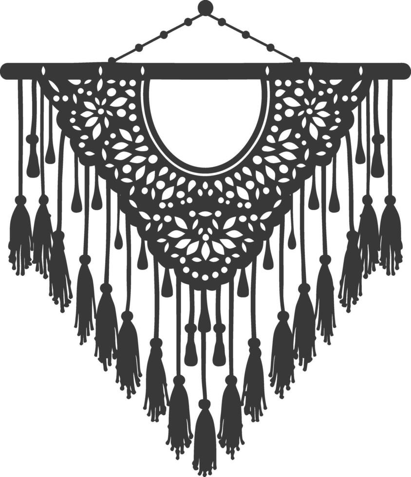 AI generated Silhouette Scandinavian Unique macrame black color only vector