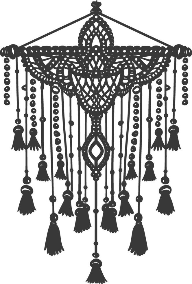 AI generated Silhouette Scandinavian Unique macrame black color only vector