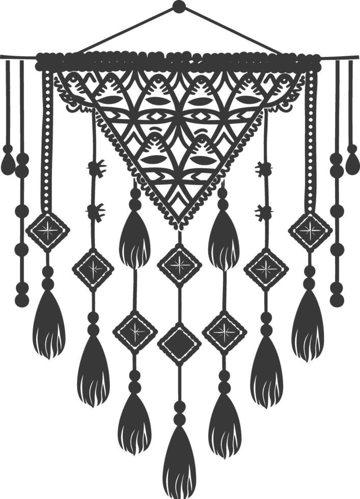 AI generated Silhouette Scandinavian Unique macrame black color only vector