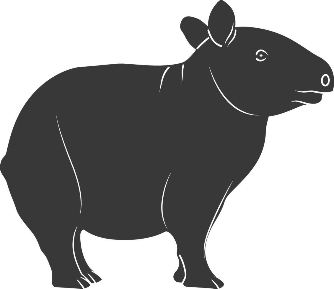 ai generado silueta tapir animal negro color solamente vector