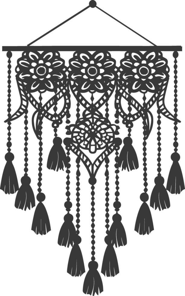 AI generated Silhouette Scandinavian Unique macrame black color only vector