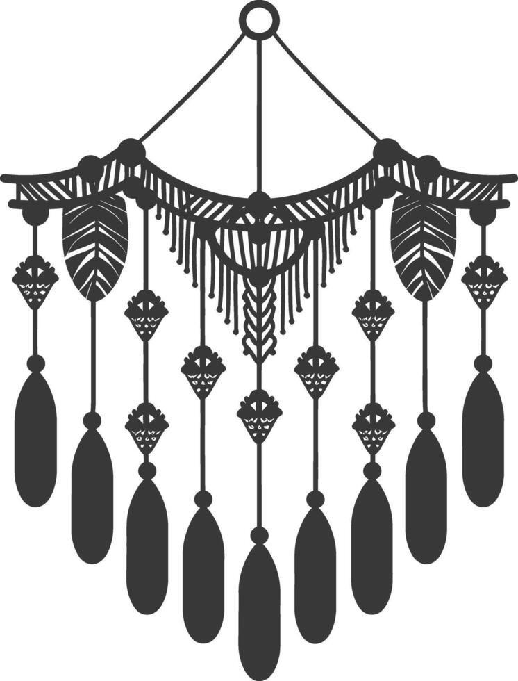 AI generated Silhouette Scandinavian Unique macrame black color only vector