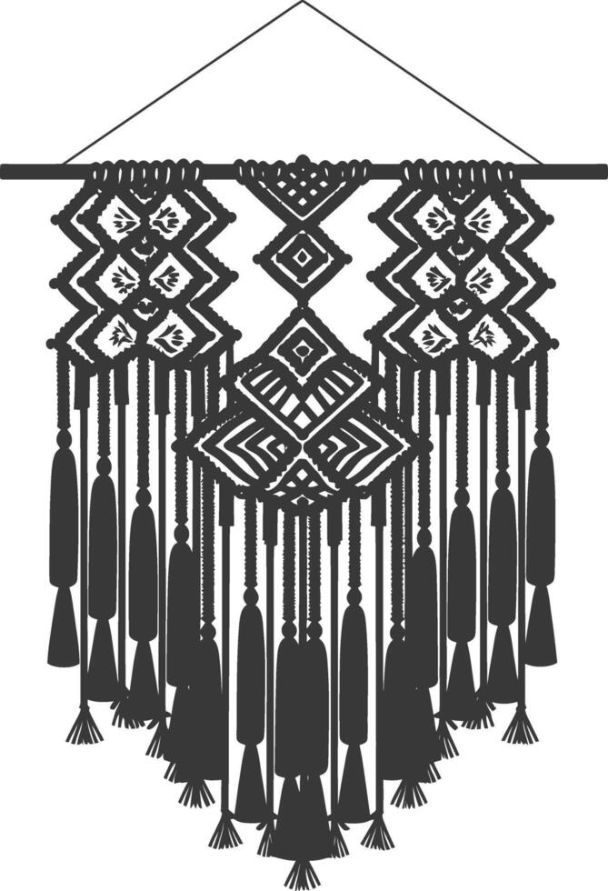 AI generated Silhouette Scandinavian Unique macrame black color only vector