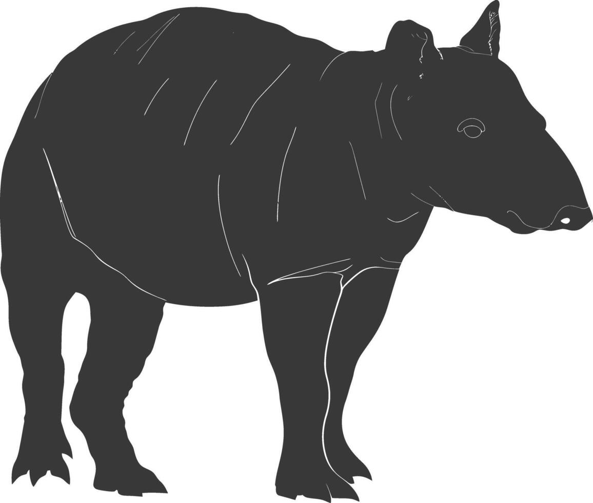 AI generated Silhouette tapir animal black color only vector