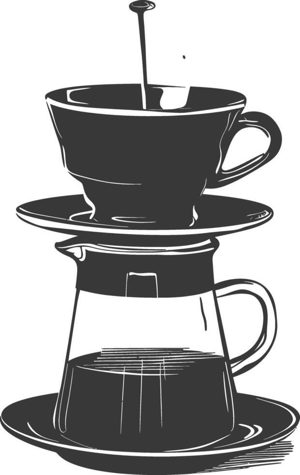 AI generated silhouette Vietnam drip coffee ready to drink black color only vector