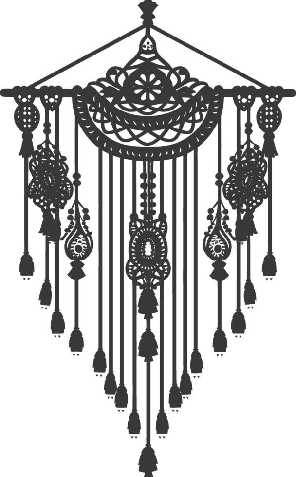 AI generated Silhouette Scandinavian Unique macrame black color only vector