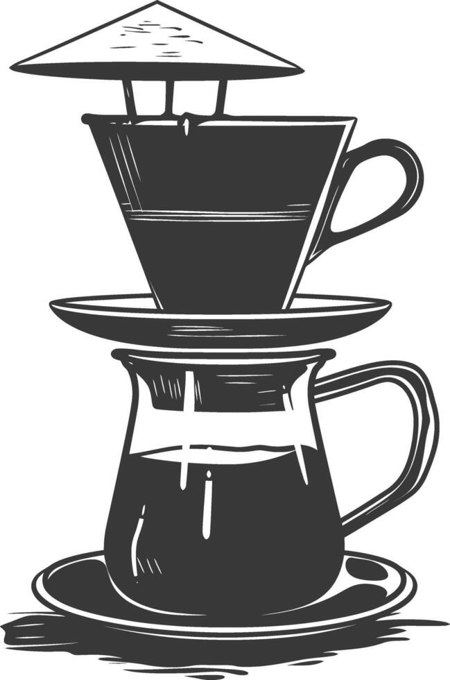 AI generated silhouette Vietnam drip coffee ready to drink black color only vector