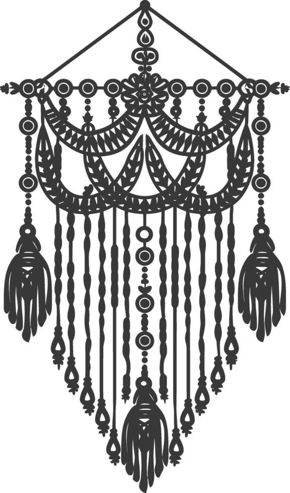 AI generated Silhouette Scandinavian Unique macrame black color only vector