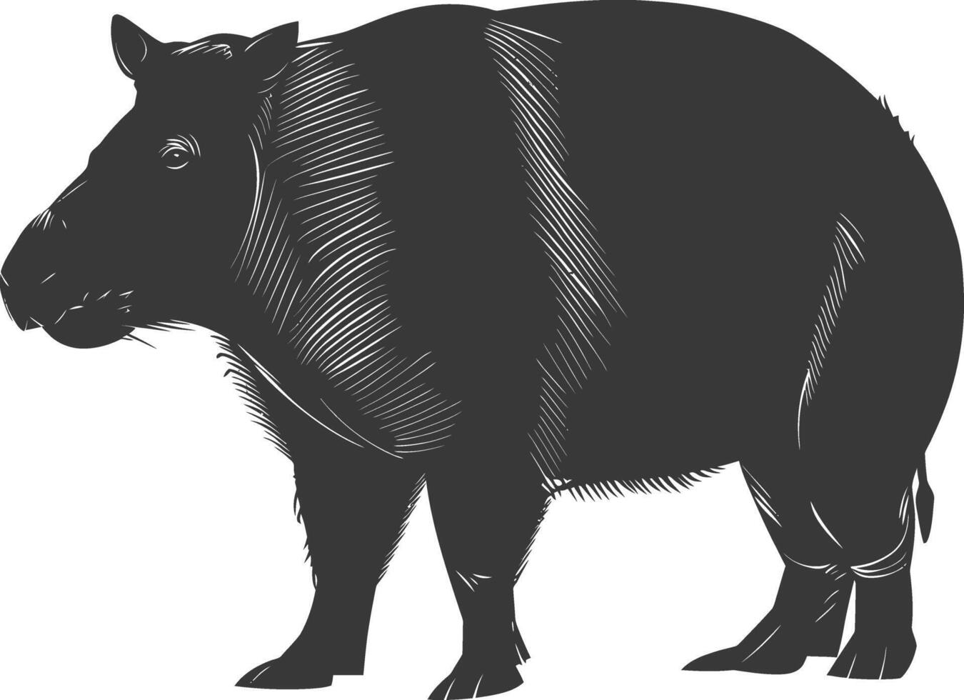 AI generated Silhouette tapir animal black color only vector