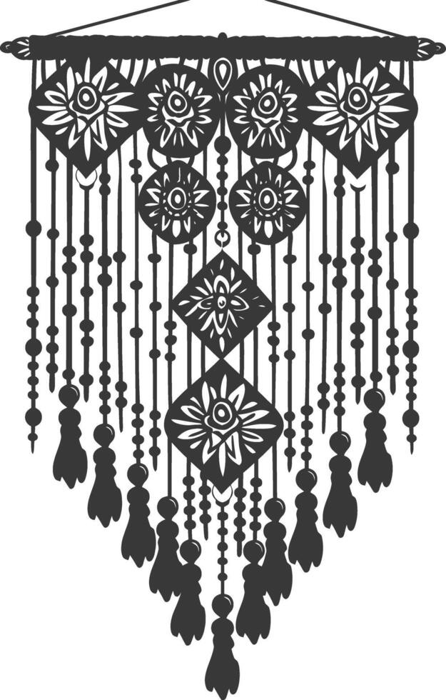 AI generated Silhouette Scandinavian Unique macrame black color only vector