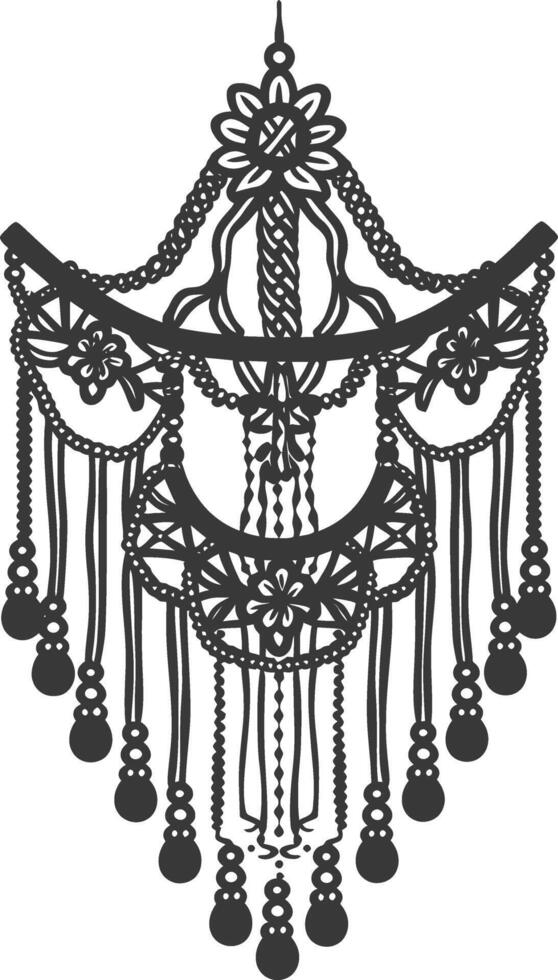 AI generated Silhouette Scandinavian Unique macrame black color only vector