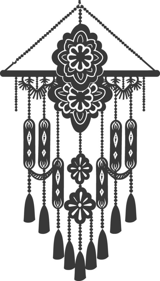 AI generated Silhouette Scandinavian Unique macrame black color only vector