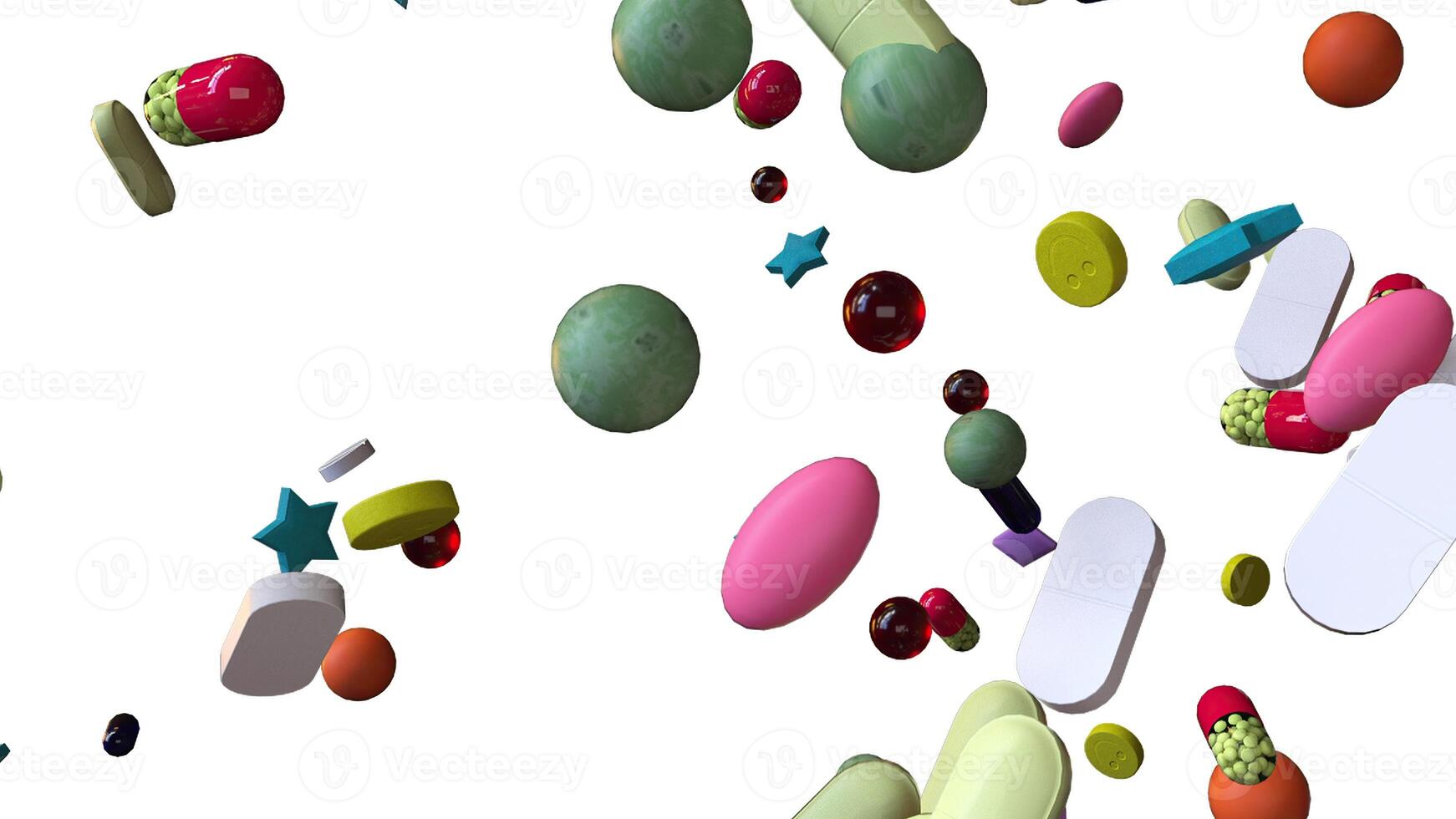 3d render falling pills photo