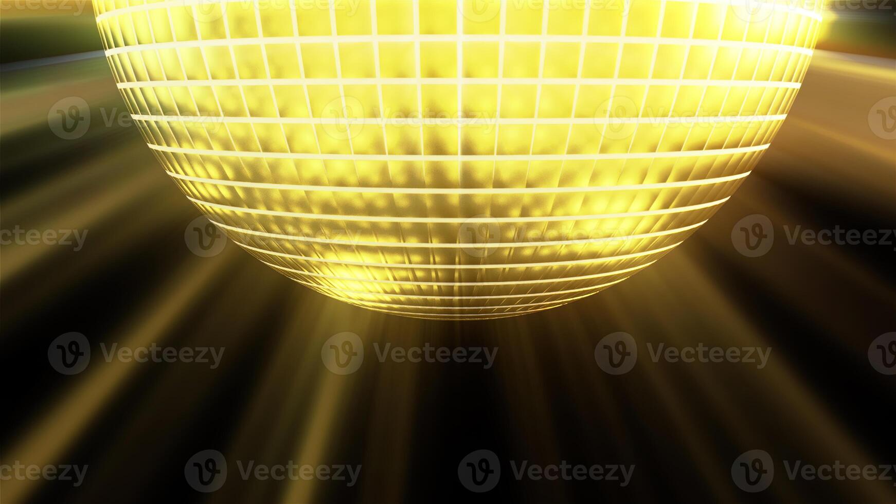 Sparkling disco ball and many golden coins, computer generated. 3d rendering festive background photo