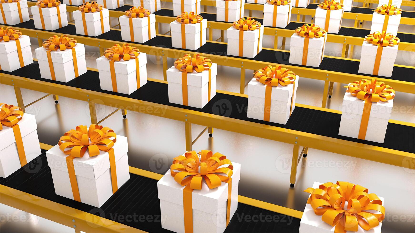 Gift boxes on conveyor photo