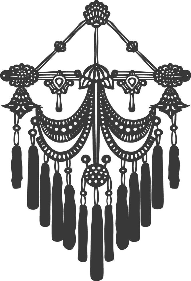 AI generated Silhouette Scandinavian Unique macrame black color only vector