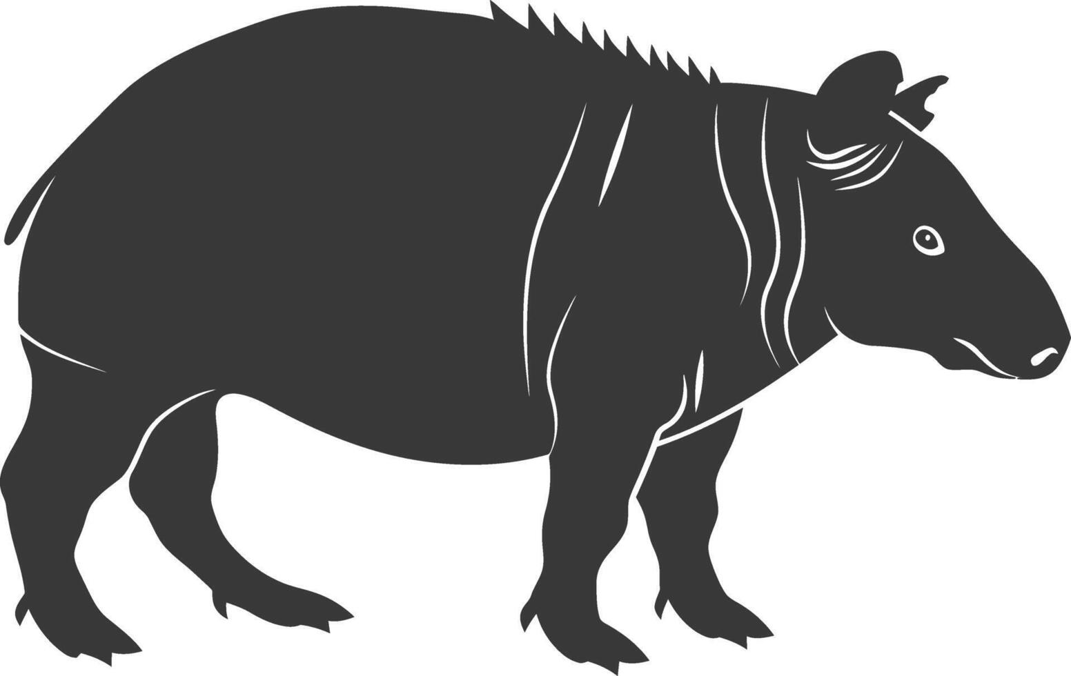 AI generated Silhouette tapir animal black color only vector