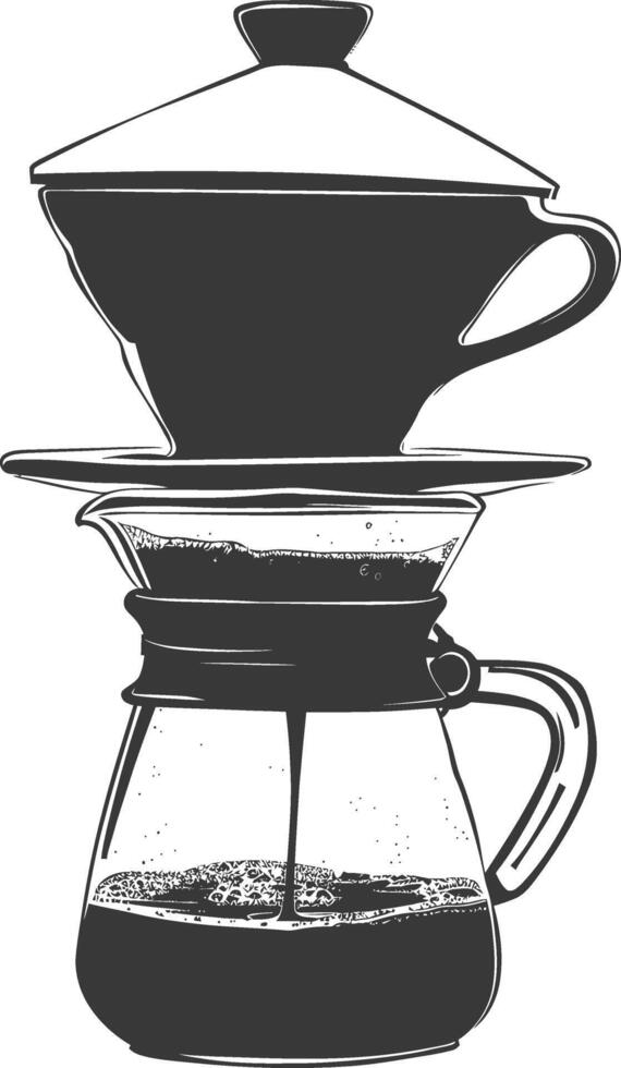 AI generated silhouette Vietnam drip coffee ready to drink black color only vector