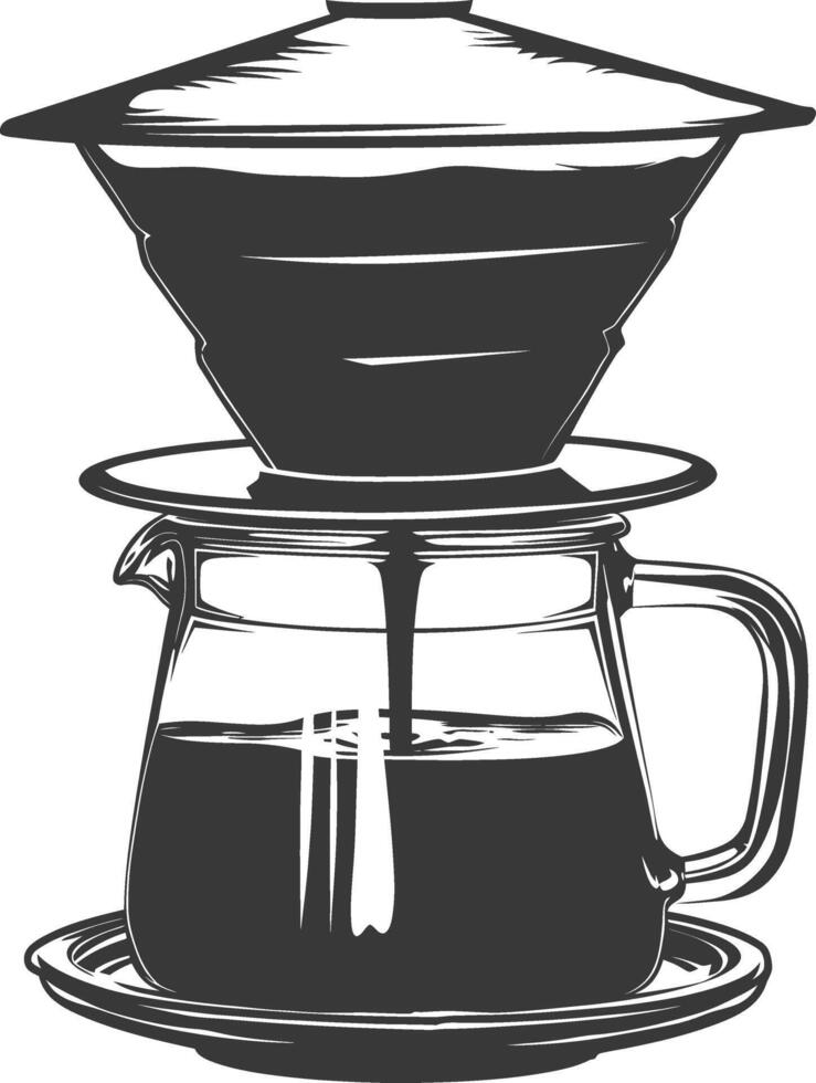 AI generated silhouette Vietnam drip coffee ready to drink black color only vector