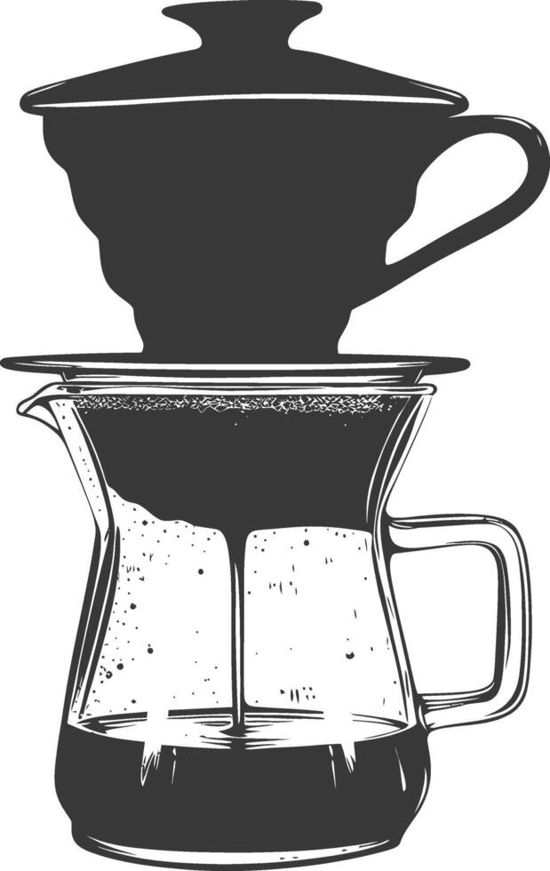 AI generated silhouette Vietnam drip coffee ready to drink black color only vector