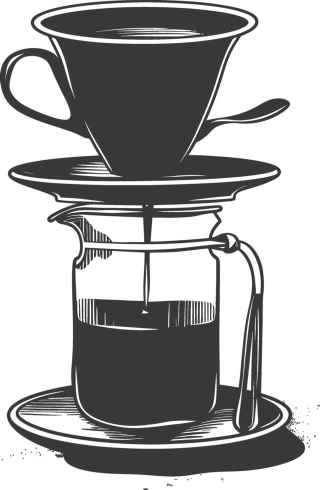 AI generated silhouette Vietnam drip coffee ready to drink black color only vector